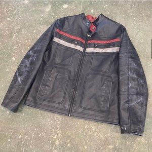 Y2K Distressed Leather Motorcycle Jacket